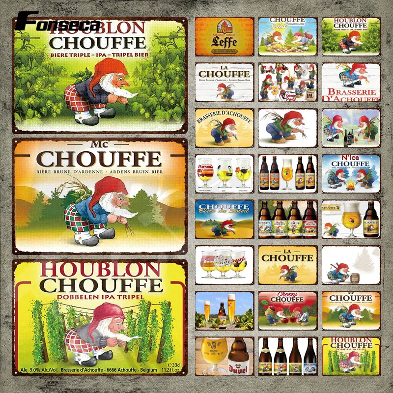 

Beer Metal Sign LA CHOUFFE Classic Beer Vintage Tin Sign Plate Iron Painting Wall Stickers for Bar Pub Club Man Cave Decoration