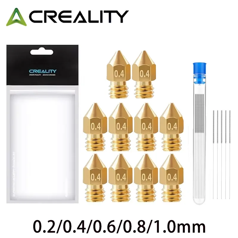 10 Stück offizielle Creality 0,4-mm-MK8-Extruderdüsen mit Nadelreiniger für Ender 3/3 Pro/3 V2, Ender 5/5 Pro, CR-10