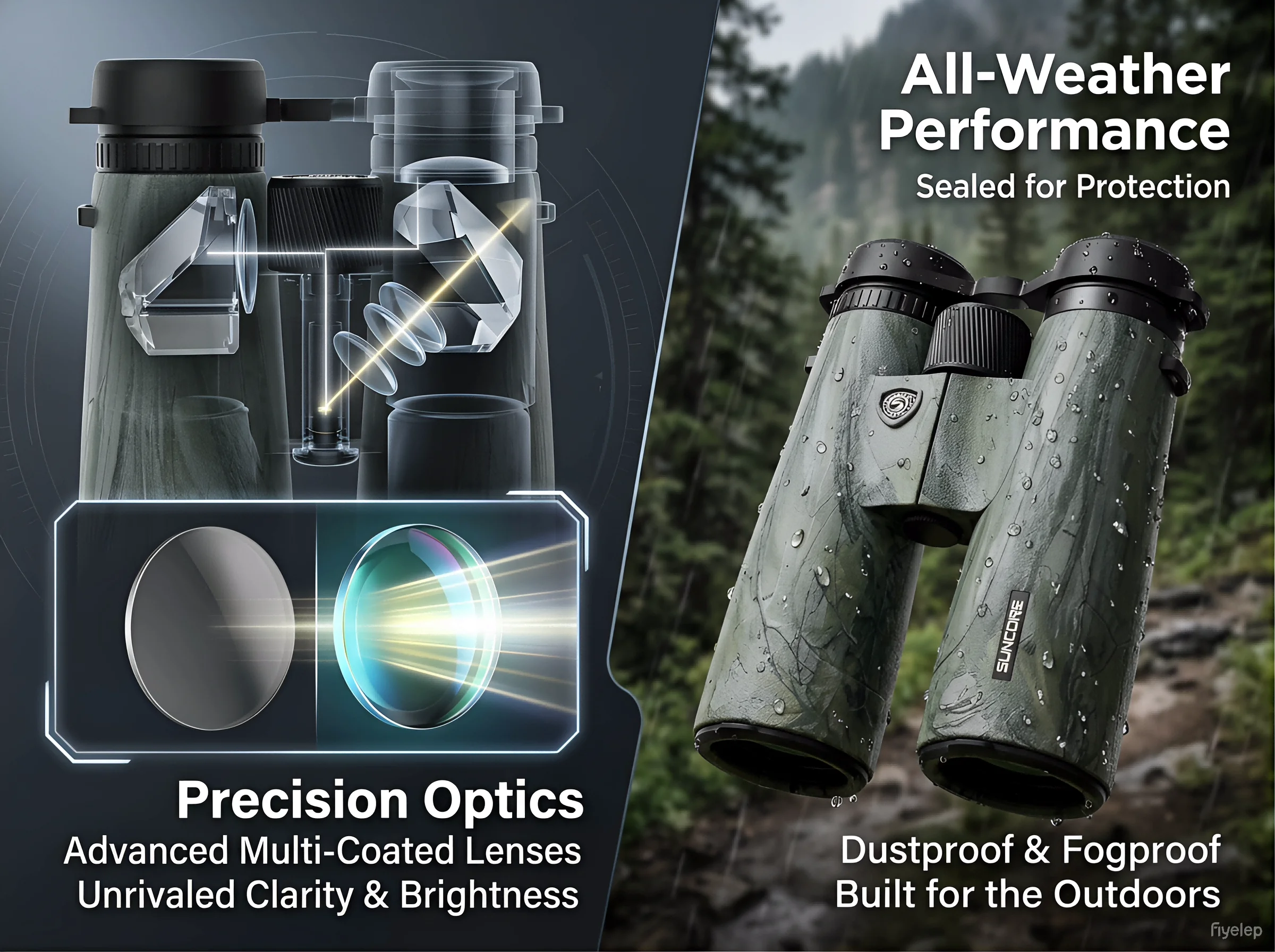 10x50 전문가용 쌍안경, 저조도 시야 확보 기능으로 별 관측, 조류 관찰 및 스포츠 경기 시 사용에 적합