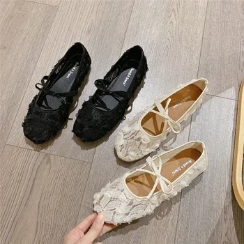 2026 Spring Lace Flower Women Mary Jane Shoes Fashion Slip On Comfort Street Style Soft Sole Female Dress Flats Shoes 1