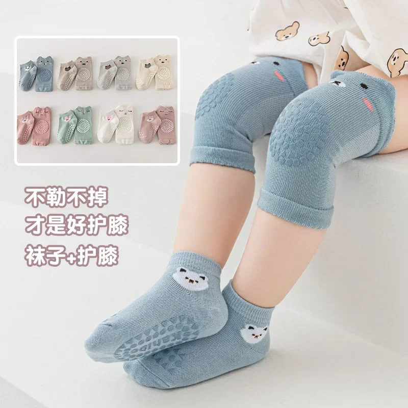 

Fall and Winter Children's Knee Pads Cartoon Dot Glue Non-slip Socks Crawling Toddler Set Baby Floor Socks Baby Knee Pads