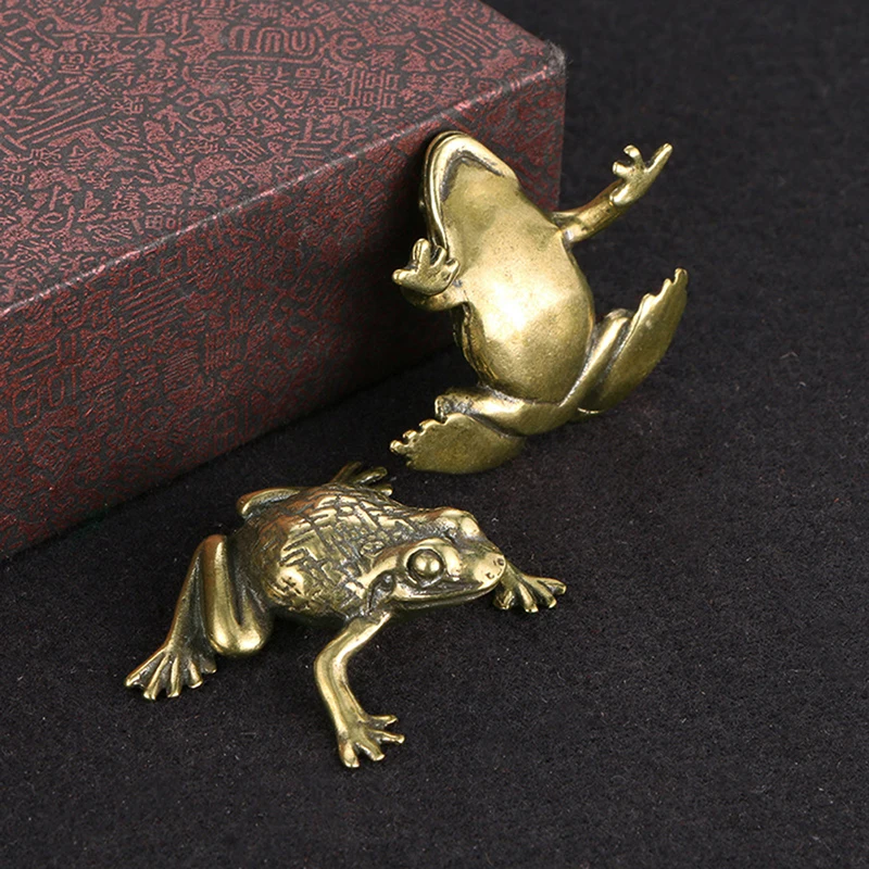 Lucky Rich Copper Toads Frog Golden Toad Animal Solid Copper Statue Animal Mascot Decor Home Pure Copper Carving Car Decoration