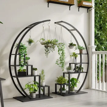 Stand Indoor With 4 Hanging Hooks 5 Tiered Tall Plant Shelf 56 Plant Stand Half Moon Plant Rack Display Shelf 2 Pcs Plant Holder 1
