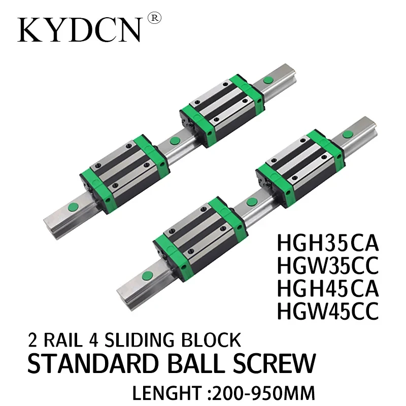 

4 PCS HGH35CA HGW45CC Warehouse CNC Guide 2 Pcs HGR35 HGR45 200-950mm Linear Square Rail Blocks Slides Carriages