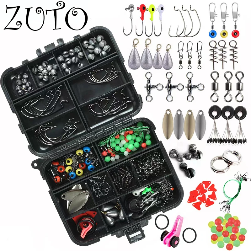 

188pcs Fishing Accessories Kit with Tackle Box Jig Hooks Swivels Snaps Sinker Sliders Beads Compact&Portable Fishing Gadget Set