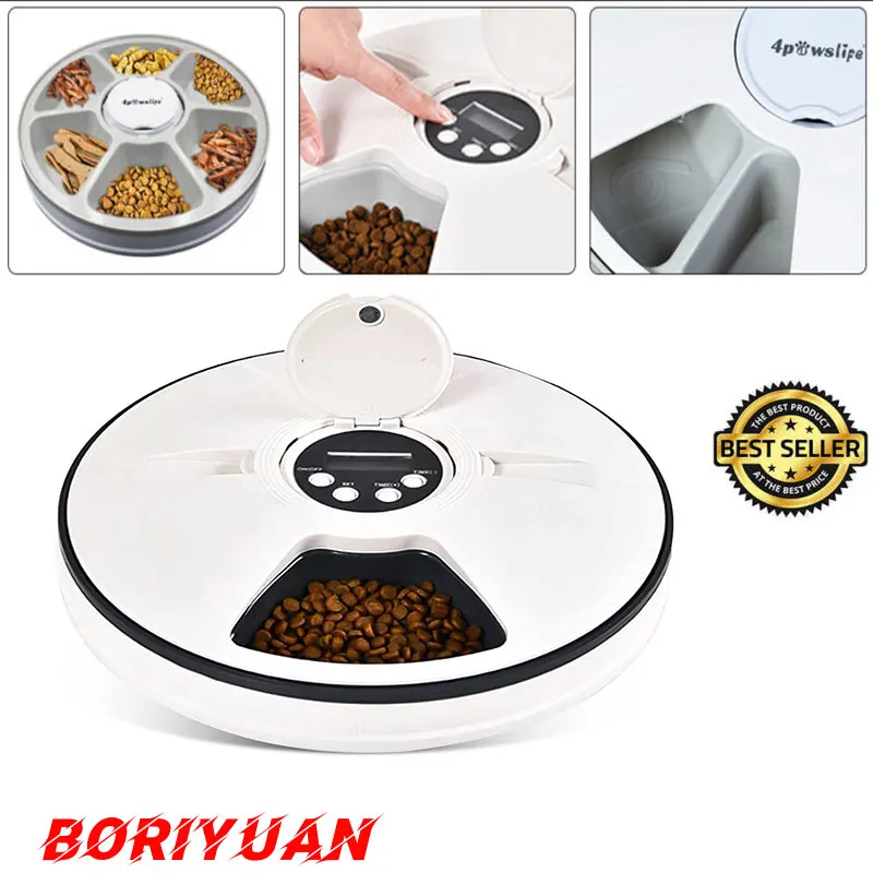 

Fashion Pet Food Bowl 6 Hole Automatic Pet Feeder Timed Auto Dog Feeders for Small Pets Food Dispenser Cats Bowl Pet Supplies