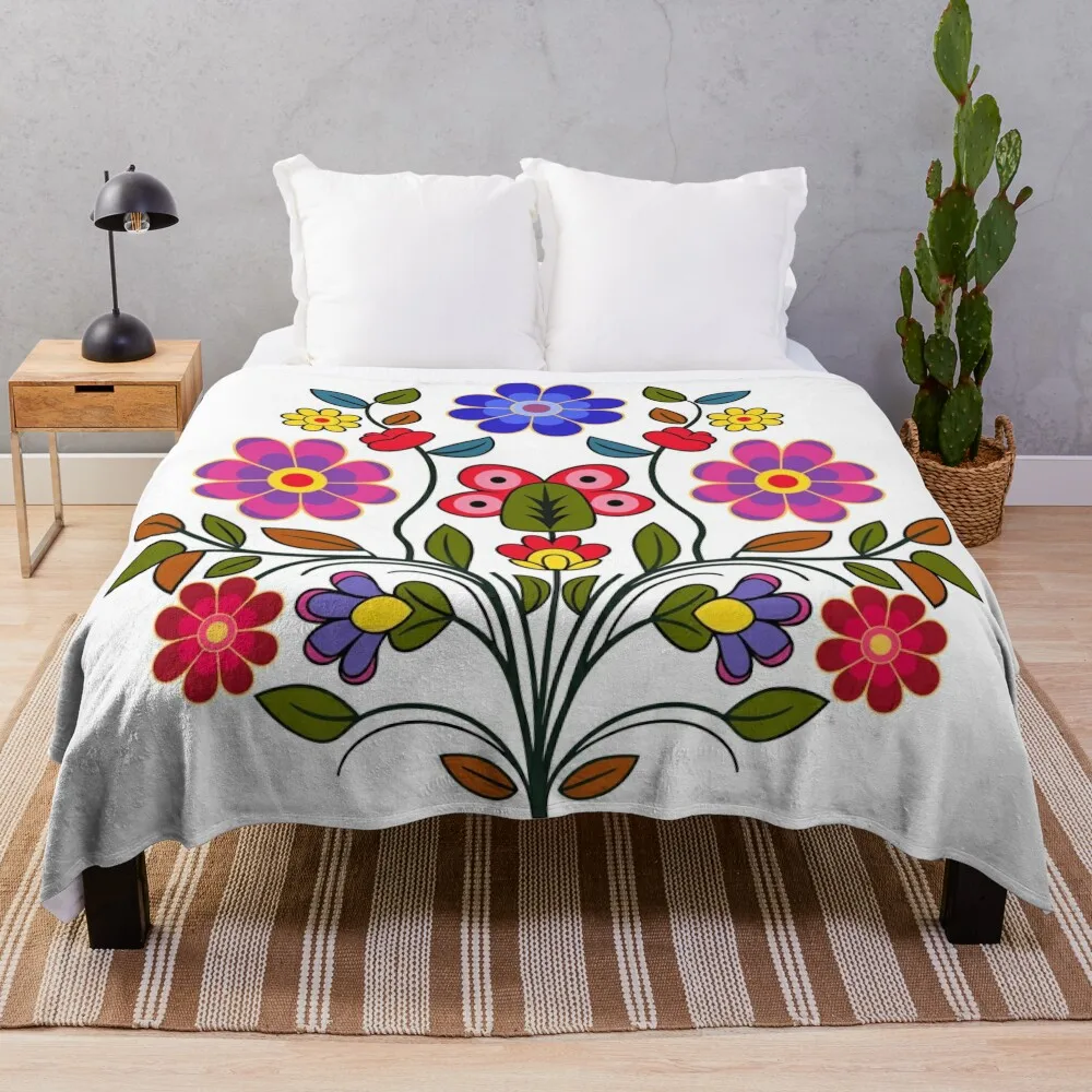 Ojibwe Floral Motif Throw Blanket Hairys Luxury Thicken Luxury Brand Blankets