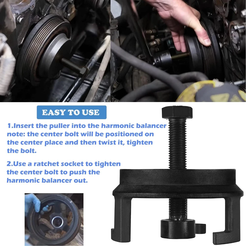 For GM LS Harmonic Balancer Puller 25264 Crank Pulley Puller Automotive Replacement Engine Quickly Removes Harmonic Balancers