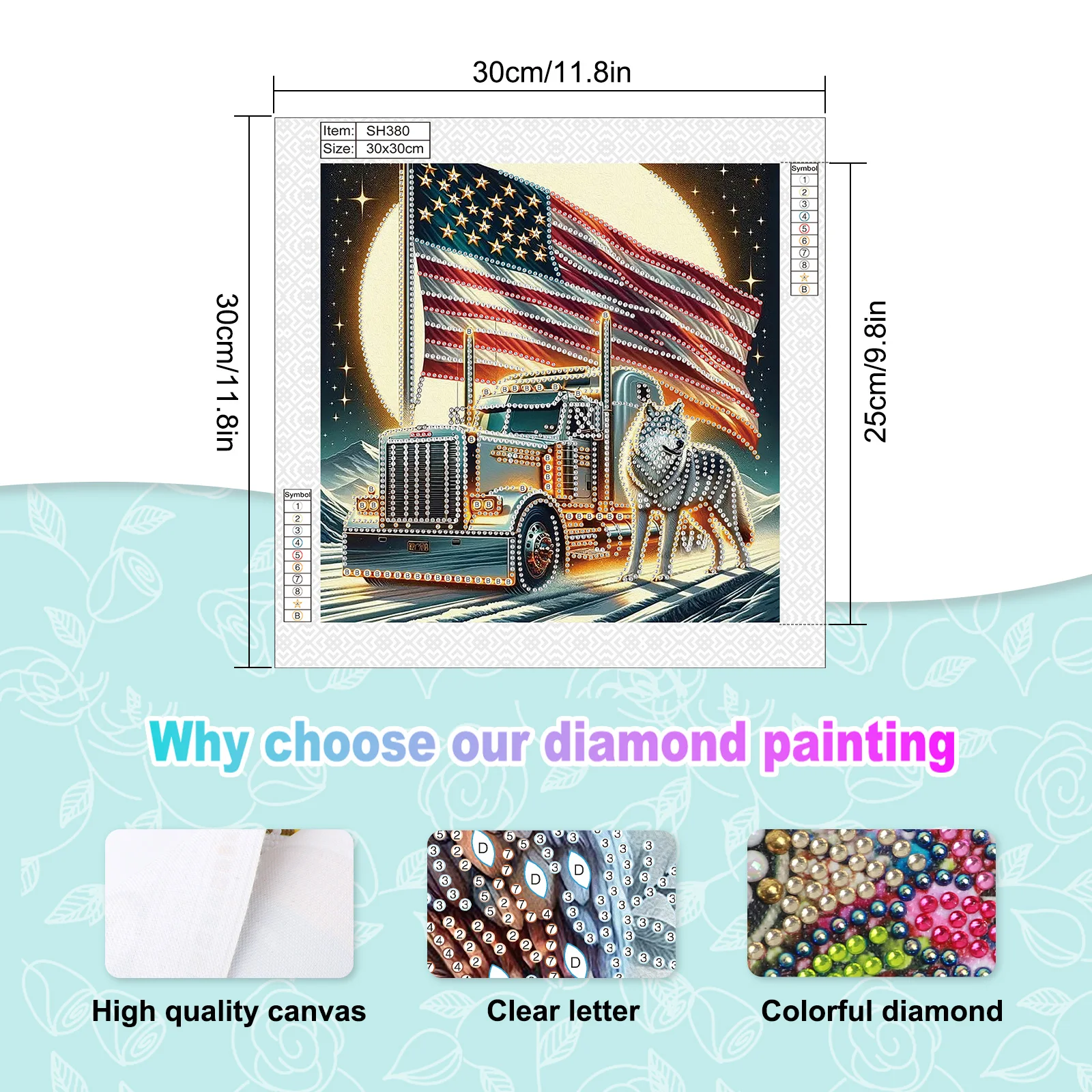 Special Shape Diamond Art Painting Kit for Adult and Beginner Truck and Wolf Diamond Art Painting for Home Wall Decoration Gift