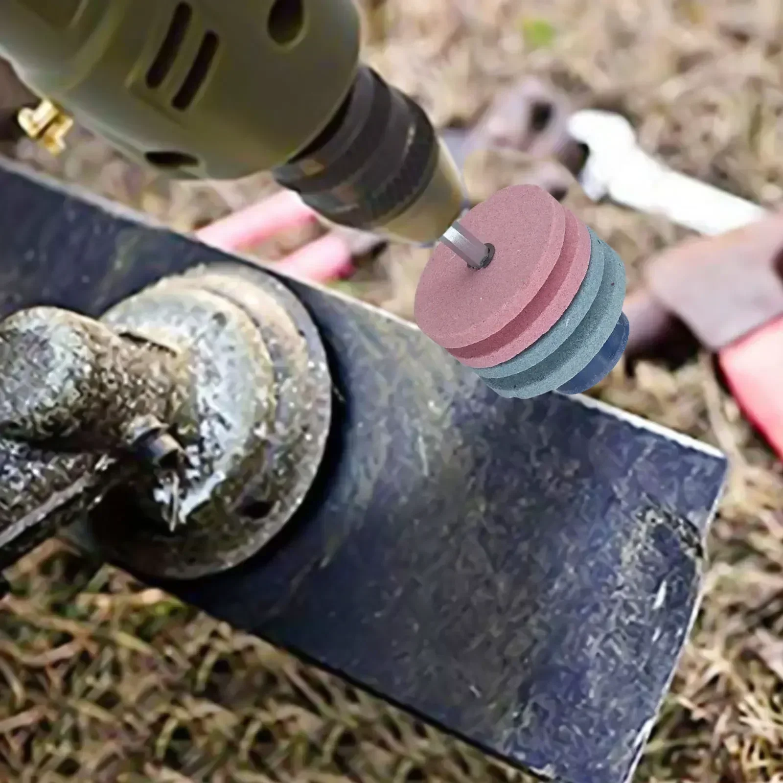 1pc Grinding Stone Garden Tools Fastest Blade Sharpener Universal Grinding Head Tool Rotary Drill Cutter Lawnmower Accessories knife sharpener