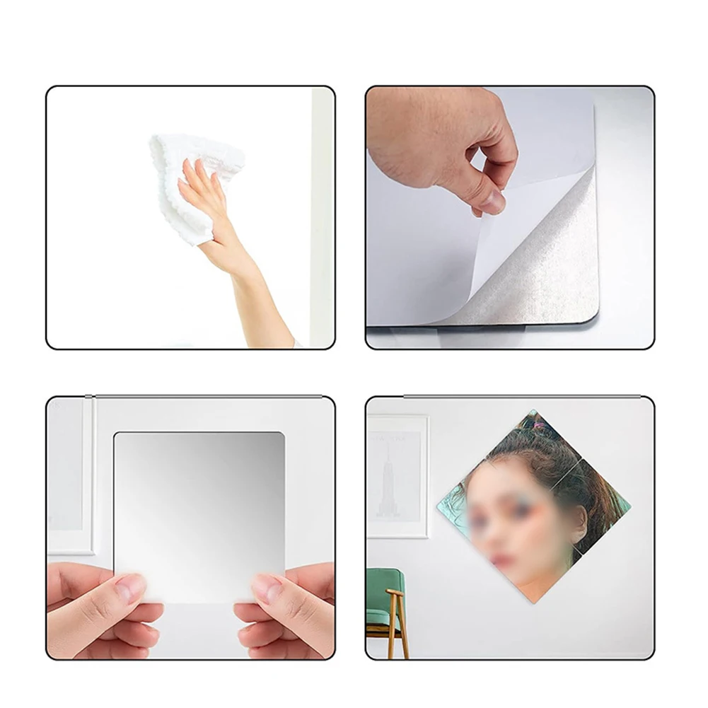 1PCS 20X20 Acrylic Flexible Mirror Sheets Silver Self Adhesive Mirror Tiles Household Mirrors Bathroom Products Vanity Mirrors makeup mirror,acrylic mirrors,wall mirrors