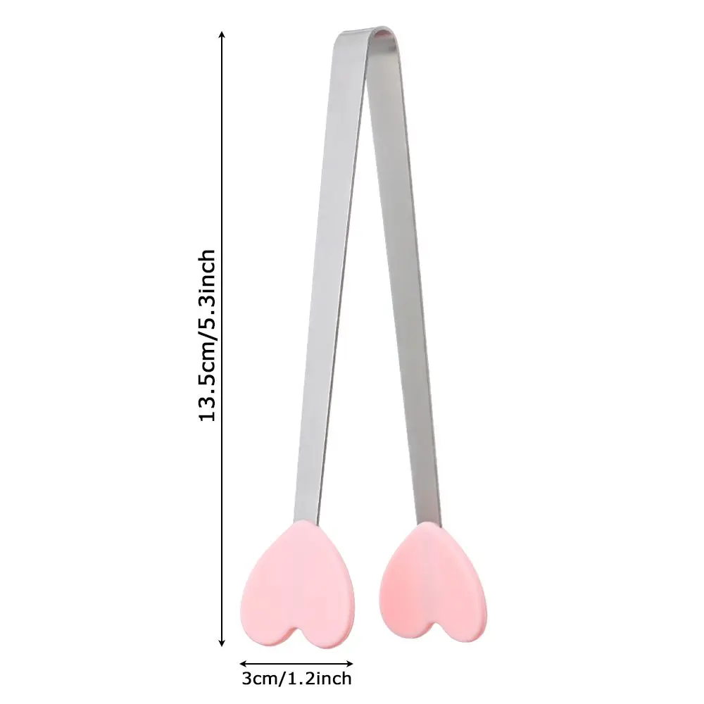 Food Tongs 1PC Durable Silicone Stainless Steel Mini Snack Food Tongs Non-slip Handles BBQ Bread Ice Cube Clip