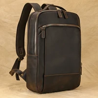 Luufan Men's Crazy Horse Leather Backpack 15.6 inch laptop Retro Rucksack Large CaPacity Travel Backpack Big Male Computer Bag 2