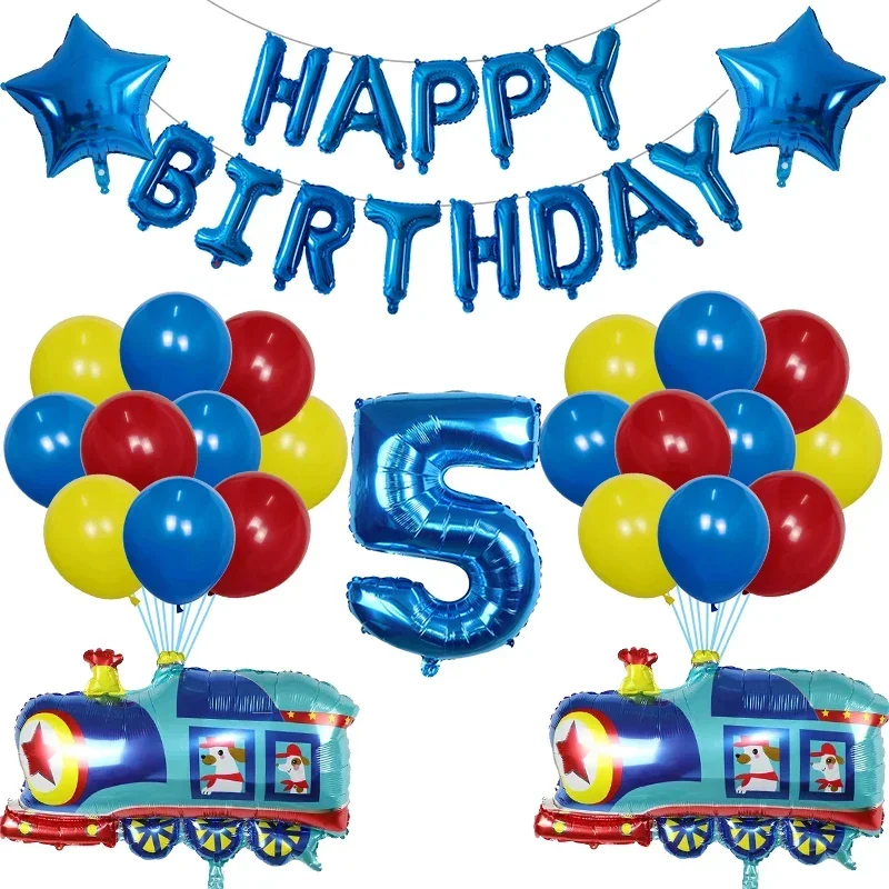 알루미늄 호일 풍선 운송 탱크 자동차 기차 어린이 생일 장난감 파티, 베이비 샤워 장식, 에어 글로보 용품, 38 개