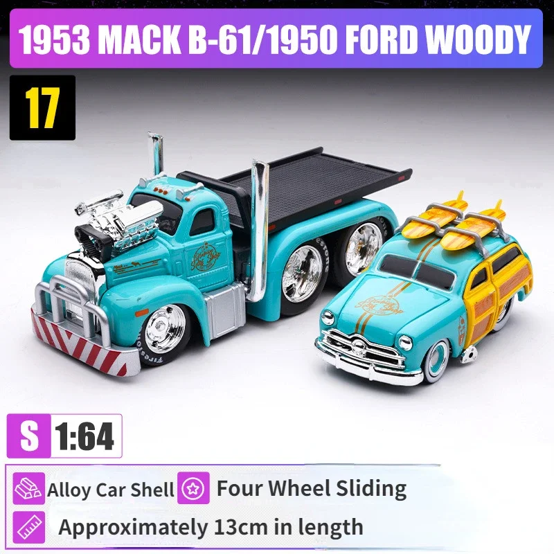 

1/64 грузовик-прицеп, модель автомобиля из сплава, статические государственные литые автомобили, четырехколесный раздвижной трейлер, игрушка для детей, рождественские подарки