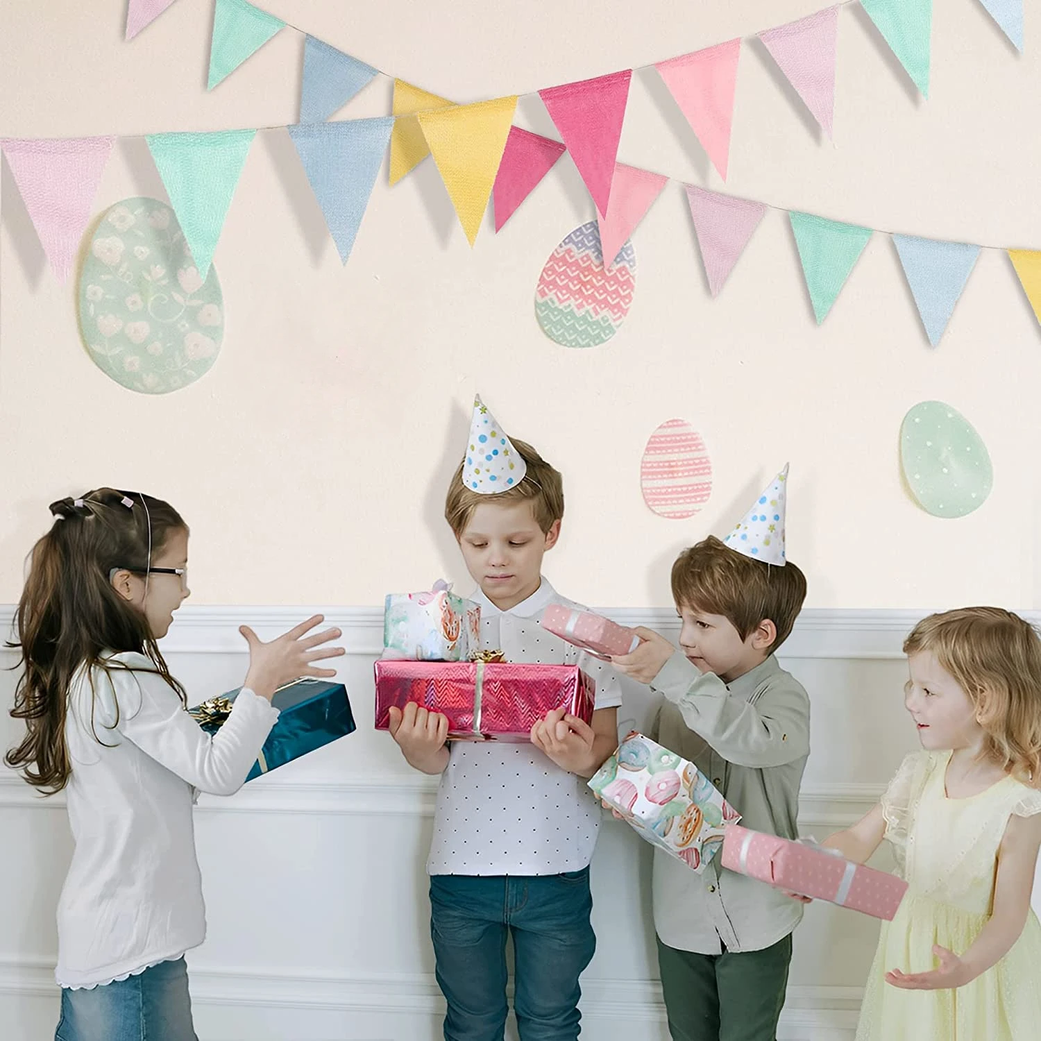 Colorful Rainbow Pennant To Decorate Mexican Pastel Colored Pennants Hanging Child Banner Birthday Garland School 4M 12-180PCS birthday banner party decorations
