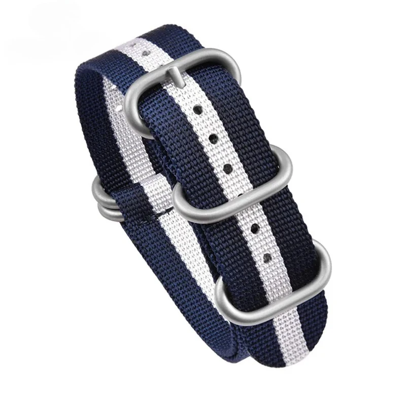 Military Style Woven Nylon Watch Band with Stainless Steel Buckle - Universal Replacement Strap
