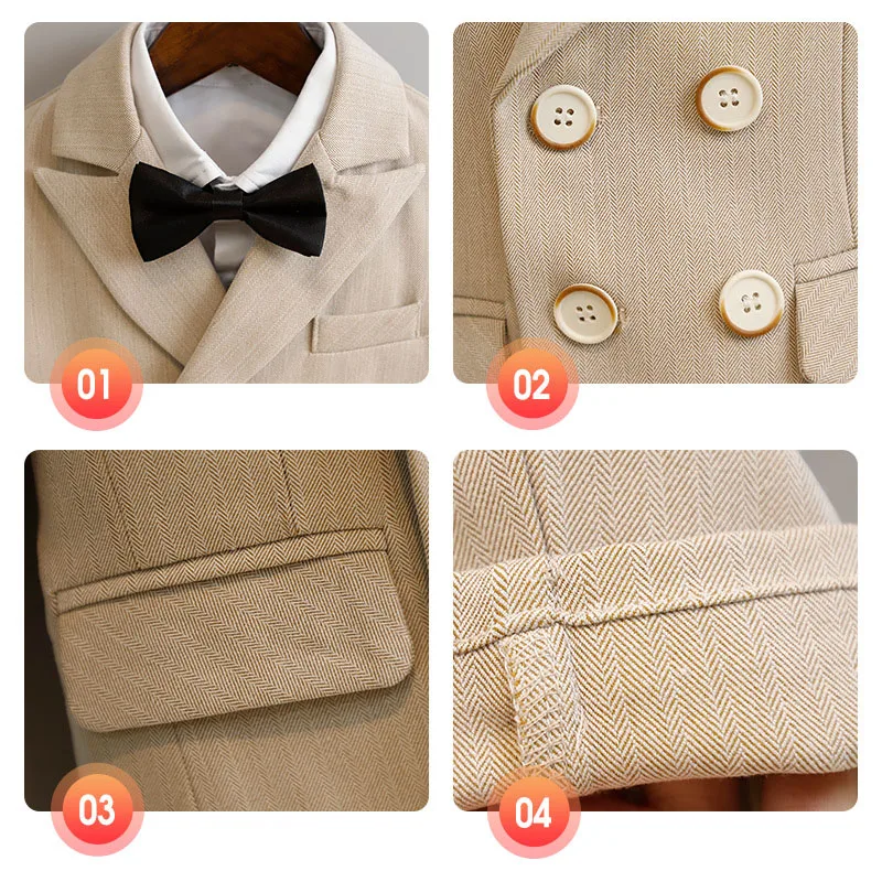 Baby Boys 1 Year Luxurious Birthday Dress Kids New Year Beaufitul Photograph Suit Children Formal Wedding Performance Tuxedo Set