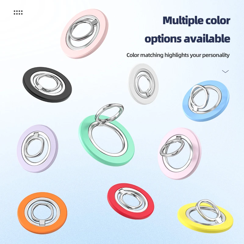 Magnetic Metal Ring Phone Holder with 180° Rotation and Desktop Folding Bracket