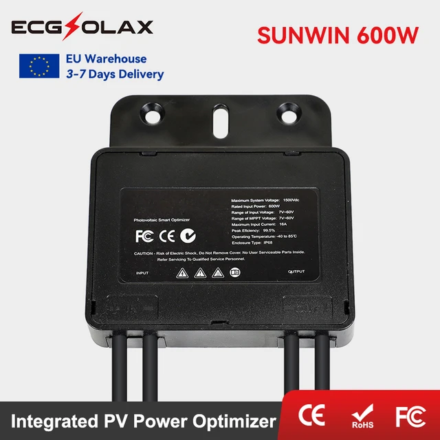ECGSOLAX Solar PV Power Optimizer 600W Power Optimizer Solar 7-60V Input External Optimizer For Solar Panel Voltage-Limiting 1