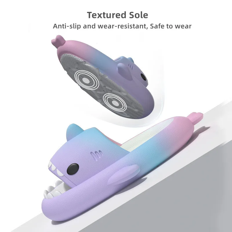 Shark Slippers Women Men Summer Beach Sandals Indoor Home Thick Bottom Non-slip Bathroom Couples 4cm Platform Eva Soft Shoes