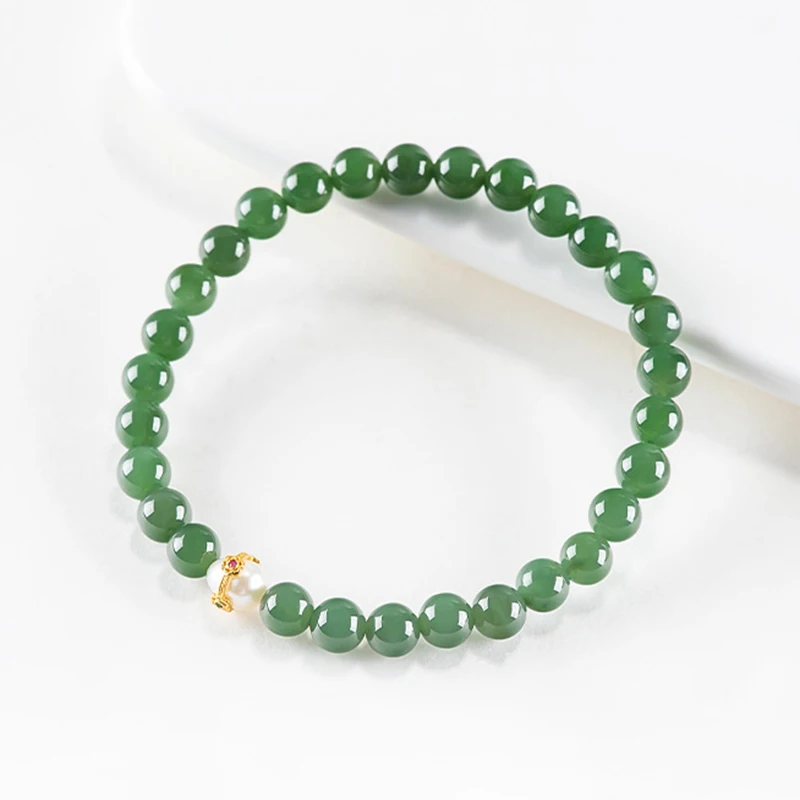 Natürliches altmodelles Hetian-Jade-Jaspis-Perlenarmband für Frauen, alter Stil, Edelstein-Hand, High-End-Geschenk, Unterstützung im Großhandel
