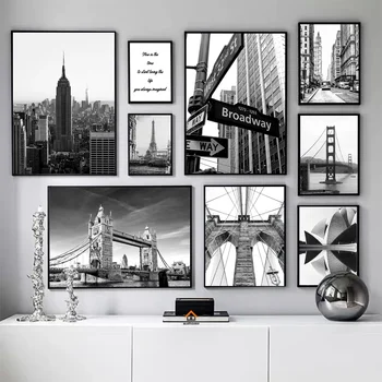 Modern New York London Paris Sydney City Landmark Landscape Poster Canvas Painting Wall Art 1