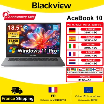 Blackview Laptop AceBook 10 16GB DDR4 512GB SSD 4-Core Intel Twin Lake N150 18.5'' LCD Display Computer Windows 11 Pro IPS