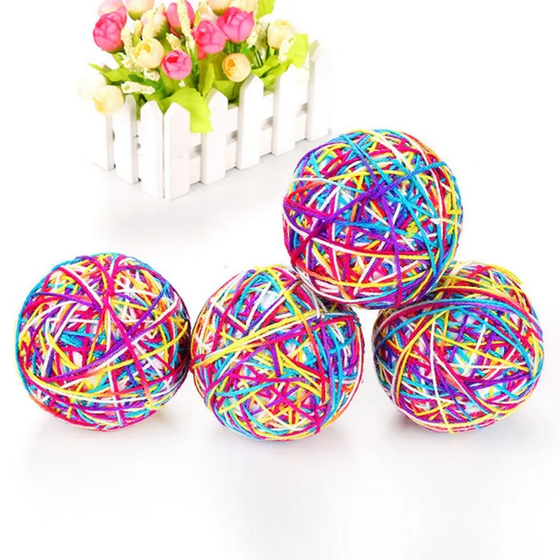 

1PC Cat Ball Toy Interactive Cat Toys Play Chewing Colorful Wool Yarns Scratch Ball Toys Pet Kitten Cat Exercise Toy Balls