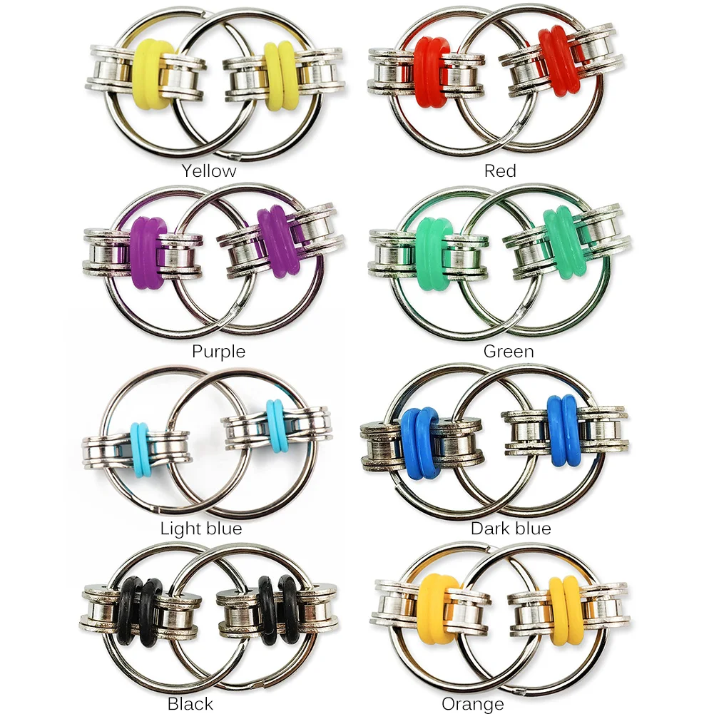 Sensory Fidget Toy Anti Stress Toy Fidget Toy Finger Sensory Toy Keychains Key Rings Bike Ring Chain Fidget Hand Spinner Keychain Anti Stress Toys for Kids Adults