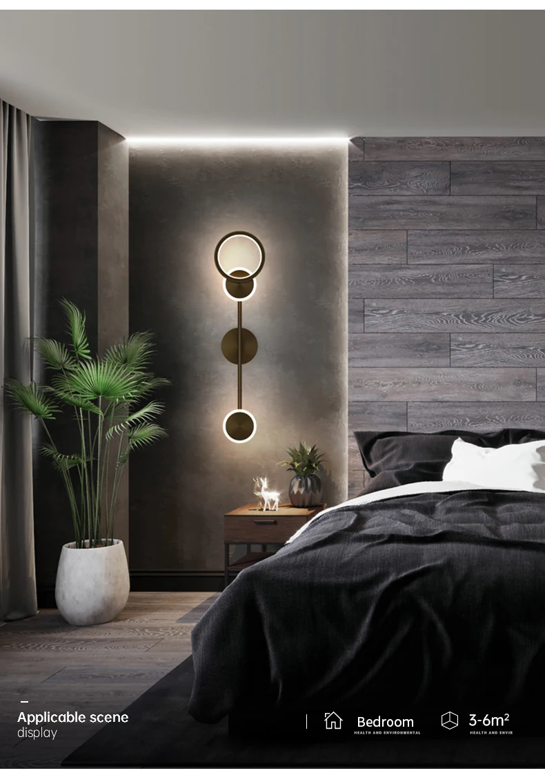 plug in sconce Modern Nordic Round Gold Wall Lamp Ring Multi-Head Lampshade For Living Room Decoration Bedside Bedroom Indoor Light Fixture exterior wall lights