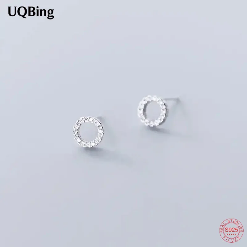 

Fashion Round Full Crystal Wedding Stud Earrings for Women 925 Sterling Silver Minimalist Jewelry