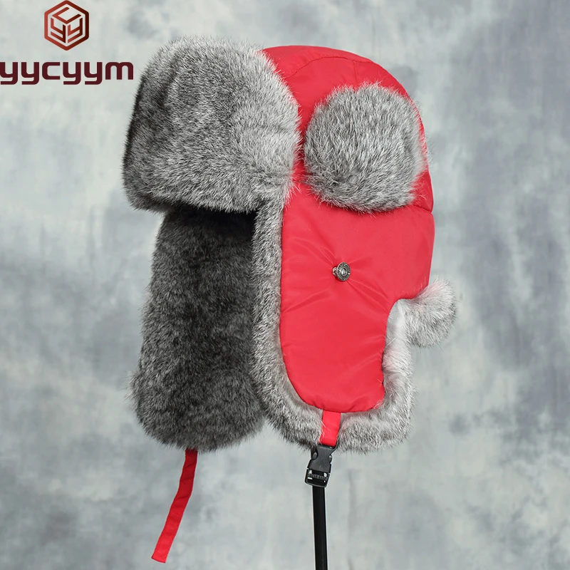 Russia Winter Real fur Hat Unisex Outdoor Windproof Super Warm Real ...