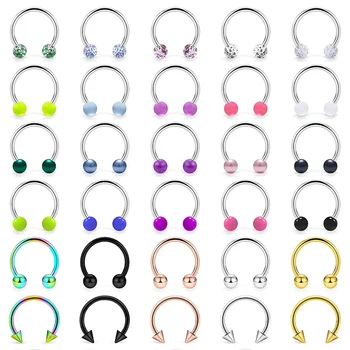 31 Styles 16G Surgical Steel 1 Pcs Nose Septum Rings Piercing Jewelry Horseshoe Cartilage Earring Eyebrow Lip Retainer 8mm 10mm 1