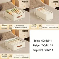 1pc Beige Foldable Drawer Organizer Stackable Fabric Storage Bin for Socks Underwear Bras Accessories Closet Organizers Storage 2