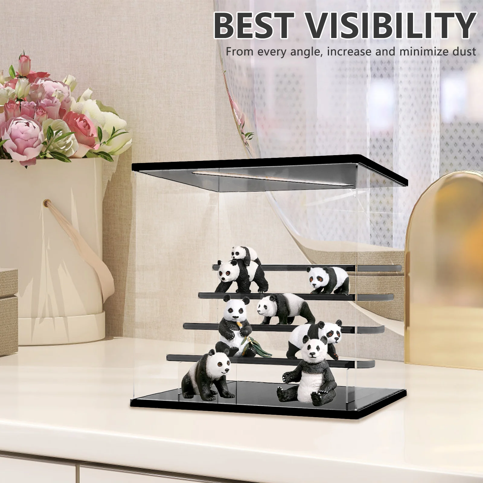 Acrylic Display Case with LED Light for Figurines and Toys