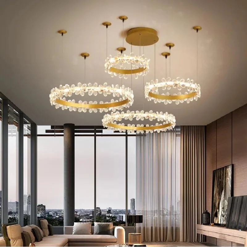 

New modern crystal chandelier creative flower living room lamp designer hotel villa decoration romantic wedding lighting lustres