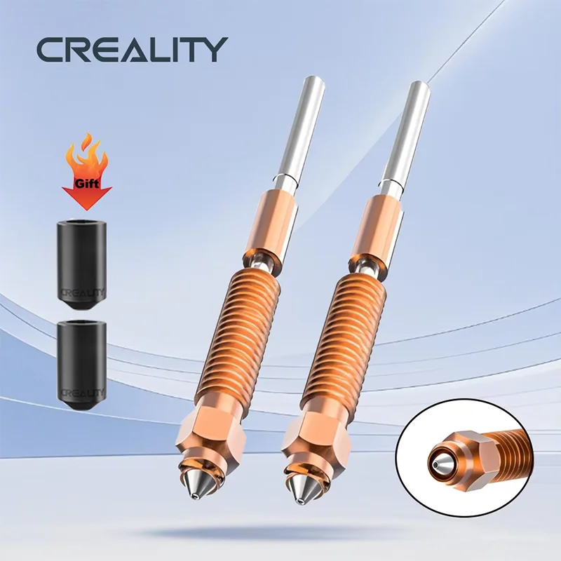 Offizielles Creality K2 Plus/K2/Hi Düsen-Kit 2 Stück, Unicorn Quick-Swap High-Flow Düsen 0,4mm, Stahlspitzen-Kupferdüsen & Titan