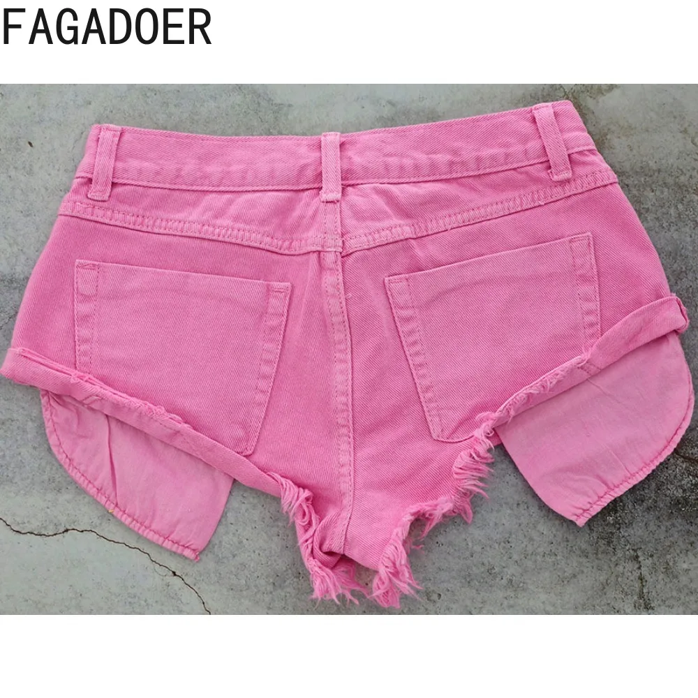 FAGADOER Candy Color Fashion Street Style Clothing Women Low Waisted Button Denim Shorts Female Y2K Matching Hot Cowboy Bottoms