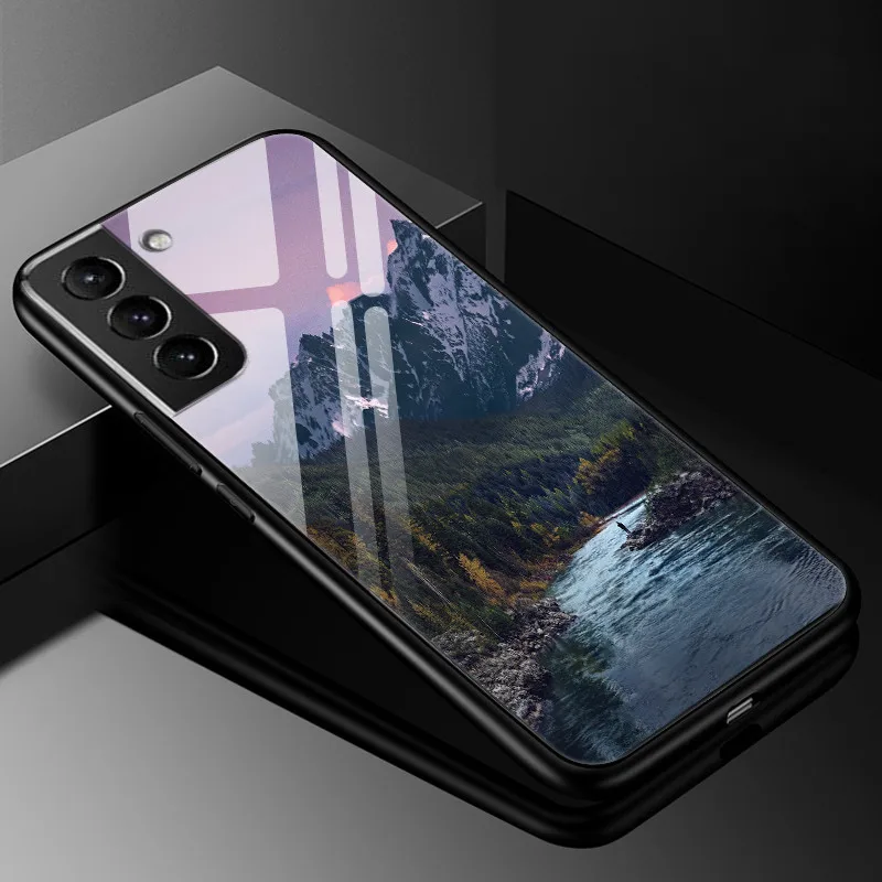 Luxury Tempered Glass Phone Case with Hard Back Bumper and Enhanced Protection