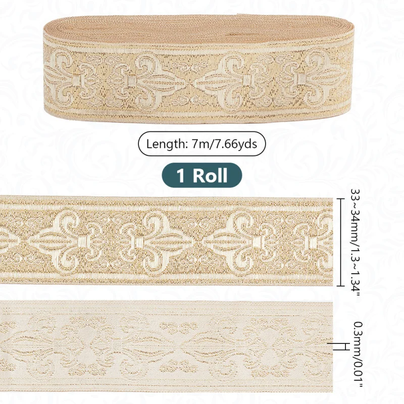 Nastro Exao 1 Metro Nastro Jacquard Ricamato Vintage 1 Metro - Bordatura Decorativa Per Cucito E Crafts Nastro Decorativo 1 Metro