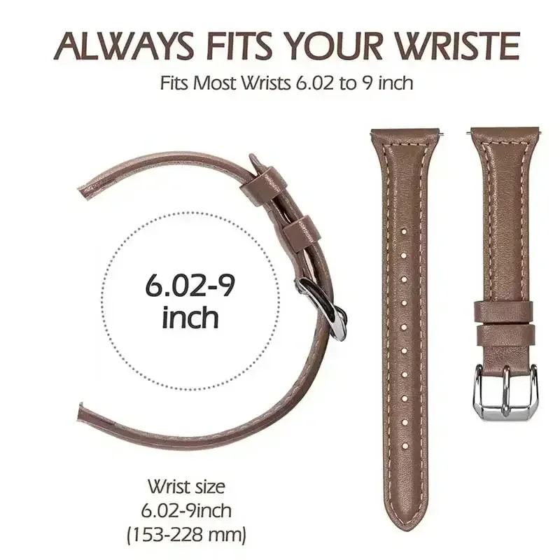 Slim Leather Strap - Elegant Replacement Bracelet Band, 20/22mm