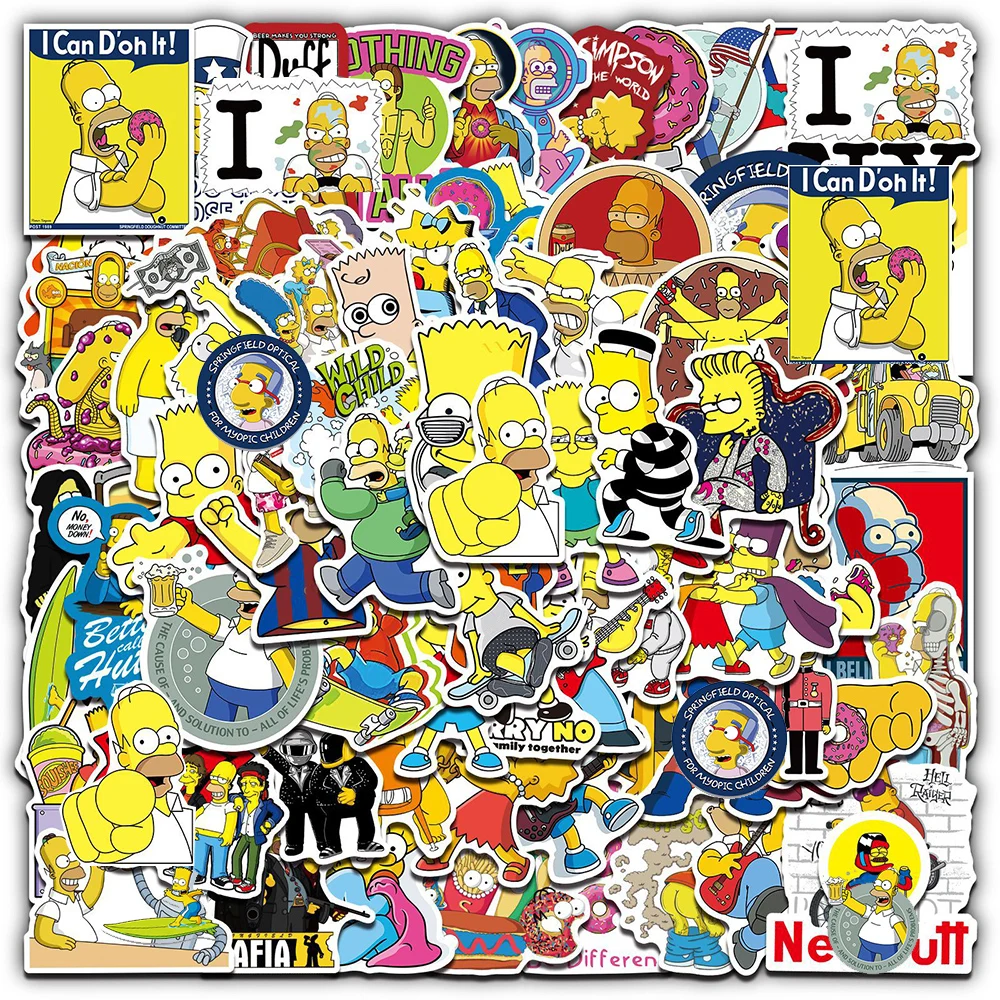 

10/30/50/100pcs Cartoon Anime Simpson Stickers for Kids Toys Waterproof Decals DIY Motorcycle Laptop Car Cute Funny Sticker Pack