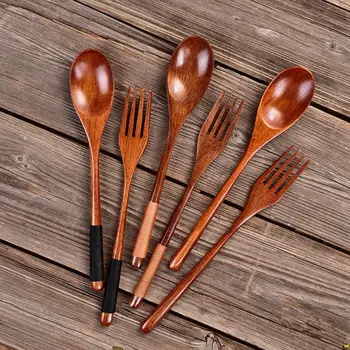 Nuovo cucchiaio di legno forchetta in legno utensile forchetta per cereali accessori da cucina cucchiaio da cucina forchetta stoviglie posate cucchiaio per zuppe di riso 1