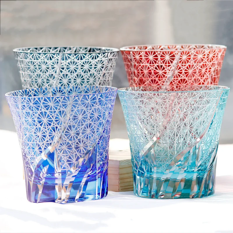 220 ml 7.5 oz Glass Whiskey Tumbler Edo Kiriko Glasses For Beer Juice Iced Coffee