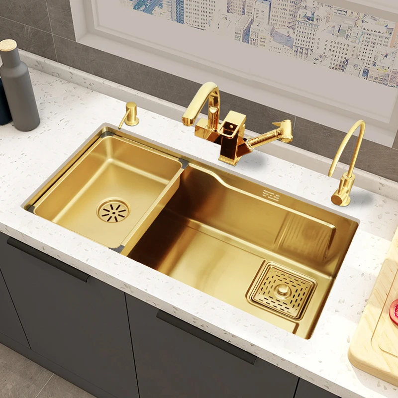 

Kitchen Sink New Style Nano Gold 304 Stainless Steel Sink Kitchen Items Multifunctional Embedded Under Counter Basin