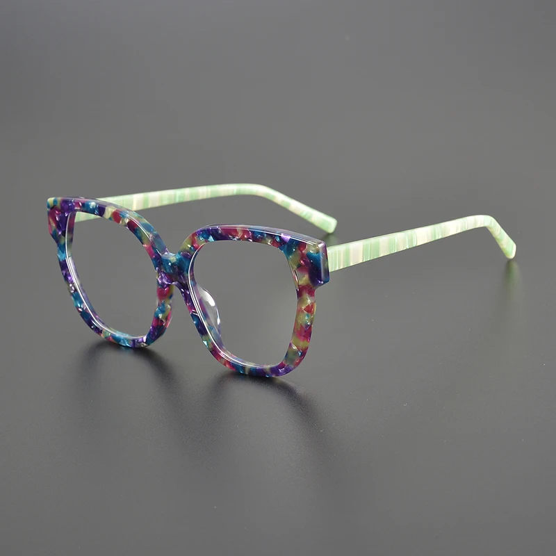 

Niche literary cat-eye square glasses frame round face personality tide match multicolor full frame optical prescription glasses