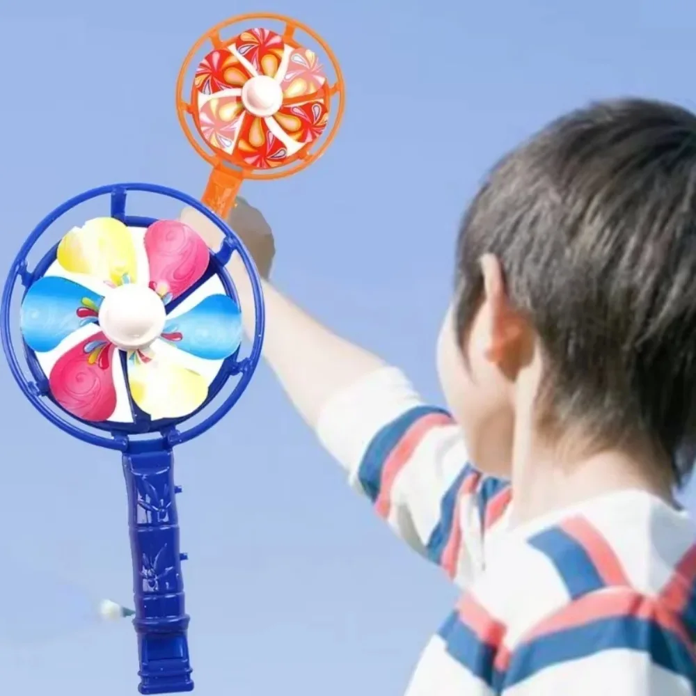 10PCS Rainbow Creative Windmill Toys Whistling Handle Pinwheel Wind Spinner Children Educational Candy Color Retro Toys