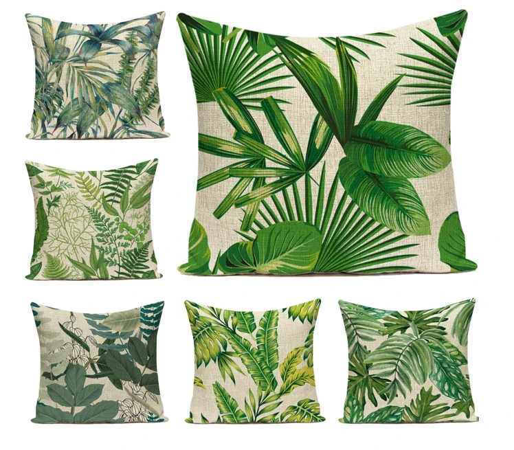 

Tropical Palm Plant Flower Pillow Cover Simple 45x45cm Sofa Home Decor Geometric Nature Cushion Cover Leaf Pillowcase G137