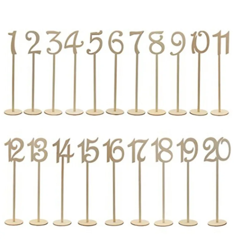 Hot Style Wooden Wedding Supplies Wedding Place Holder Table Number Figure Card Digital Seat Decoration 10pcs/pack